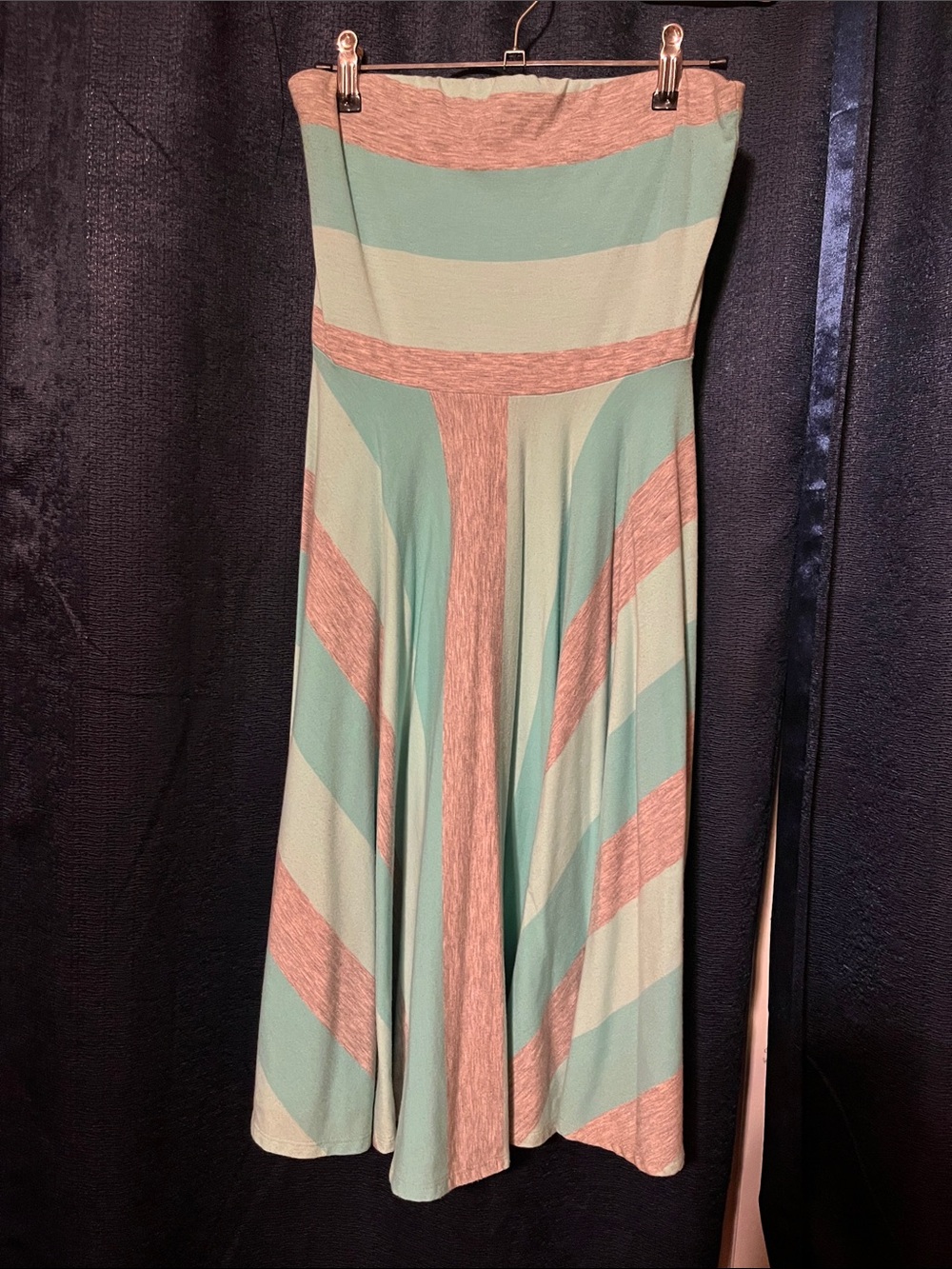Maurices Strapless Midi Dress in Mint and Peach